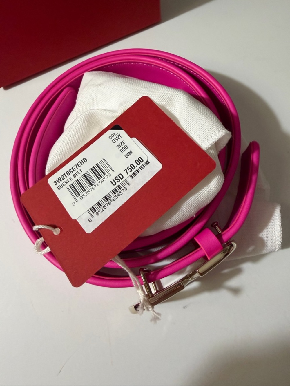 Valentino Pink VLogo Leather Belt NWT and box - Picture 9 of 9